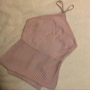 Pink Gingham Halter-neck Midi Dress